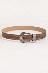 Floral Brown Womens Leather Belt - MXSTUDIO.COM