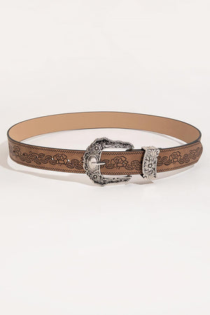 Floral Brown Womens Leather Belt - MXSTUDIO.COM