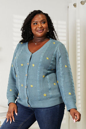 Floral Embroidered Plus Size Women's Cardigan - MXSTUDIO.COM