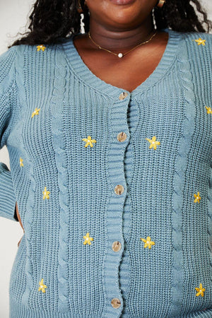 Floral Embroidered Plus Size Women's Cardigan - MXSTUDIO.COM