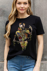 Flower Plus Size Graphic Skeleton T Shirt - MXSTUDIO.COM