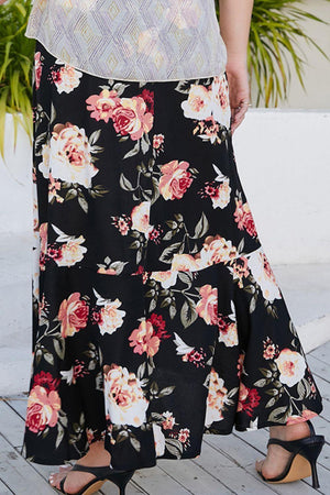 Flowy Fresh High Rise Plus Size Floral Maxi Skirt - MXSTUDIO.COM