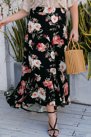 Flowy Fresh High Rise Plus Size Floral Maxi Skirt - MXSTUDIO.COM