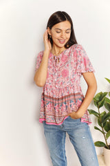 Flutter Sleeves Bohemian Plus Size Peplum Blouse - MXSTUDIO.COM