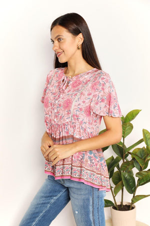 Flutter Sleeves Bohemian Plus Size Peplum Blouse - MXSTUDIO.COM