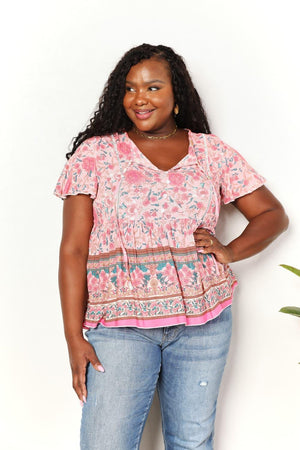 Flutter Sleeves Bohemian Plus Size Peplum Blouse - MXSTUDIO.COM