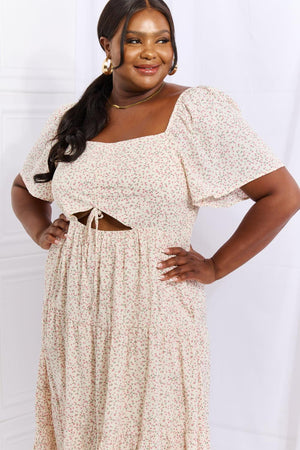 Flutter Sleeves Tiered Plus Size Floral Midi Dress - MXSTUDIO.COM