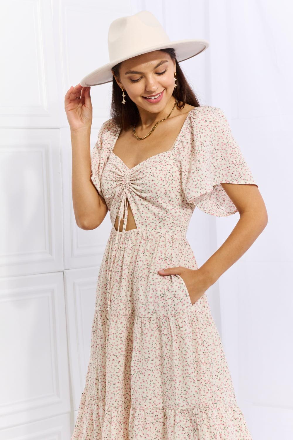 Flutter Sleeves Tiered Plus Size Floral Midi Dress - MXSTUDIO.COM