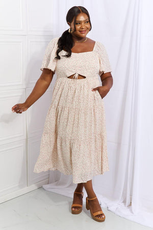 Flutter Sleeves Tiered Plus Size Floral Midi Dress - MXSTUDIO.COM