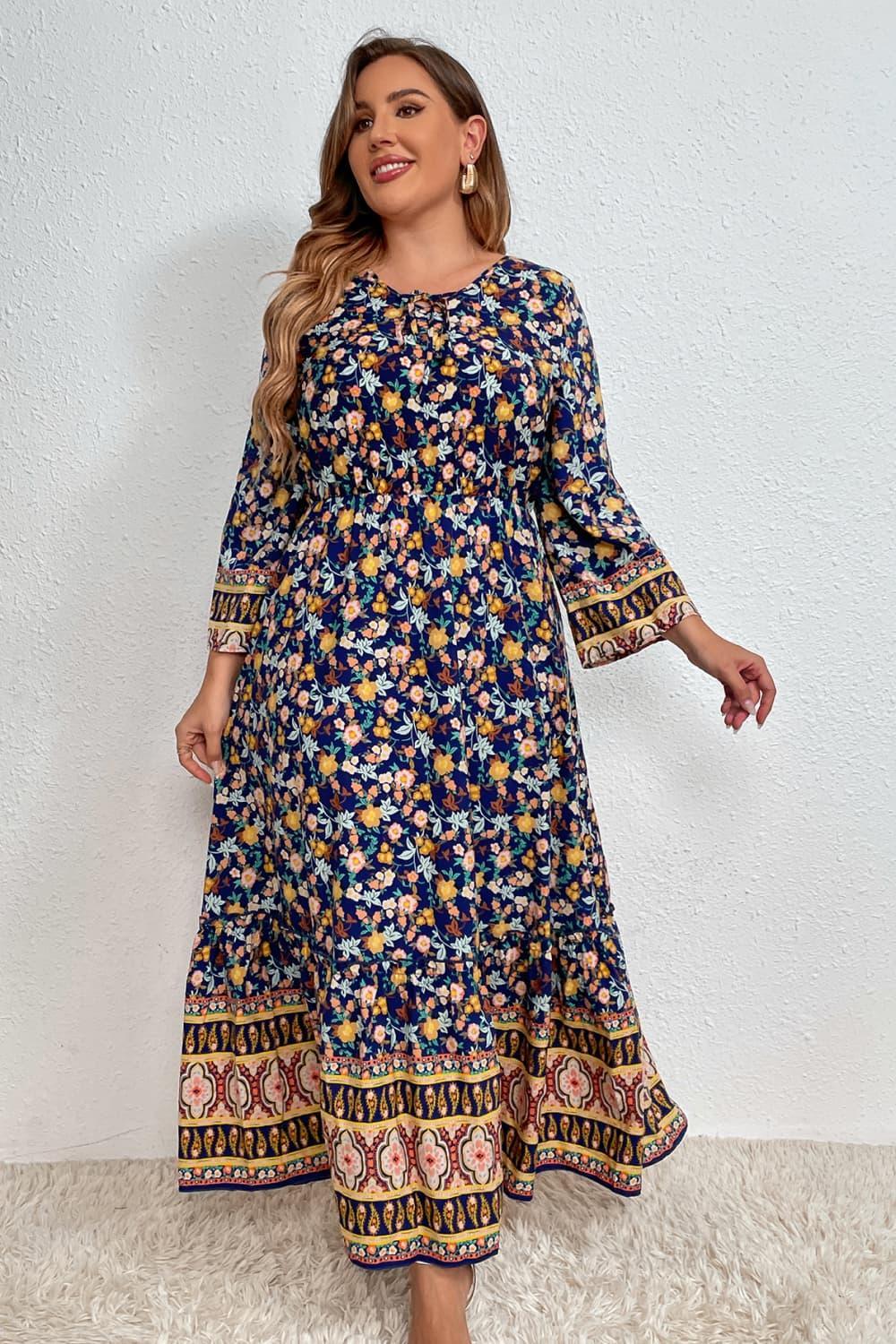 Free-Spirited Bohemian Plus Size Maxi Dress - MXSTUDIO.COM