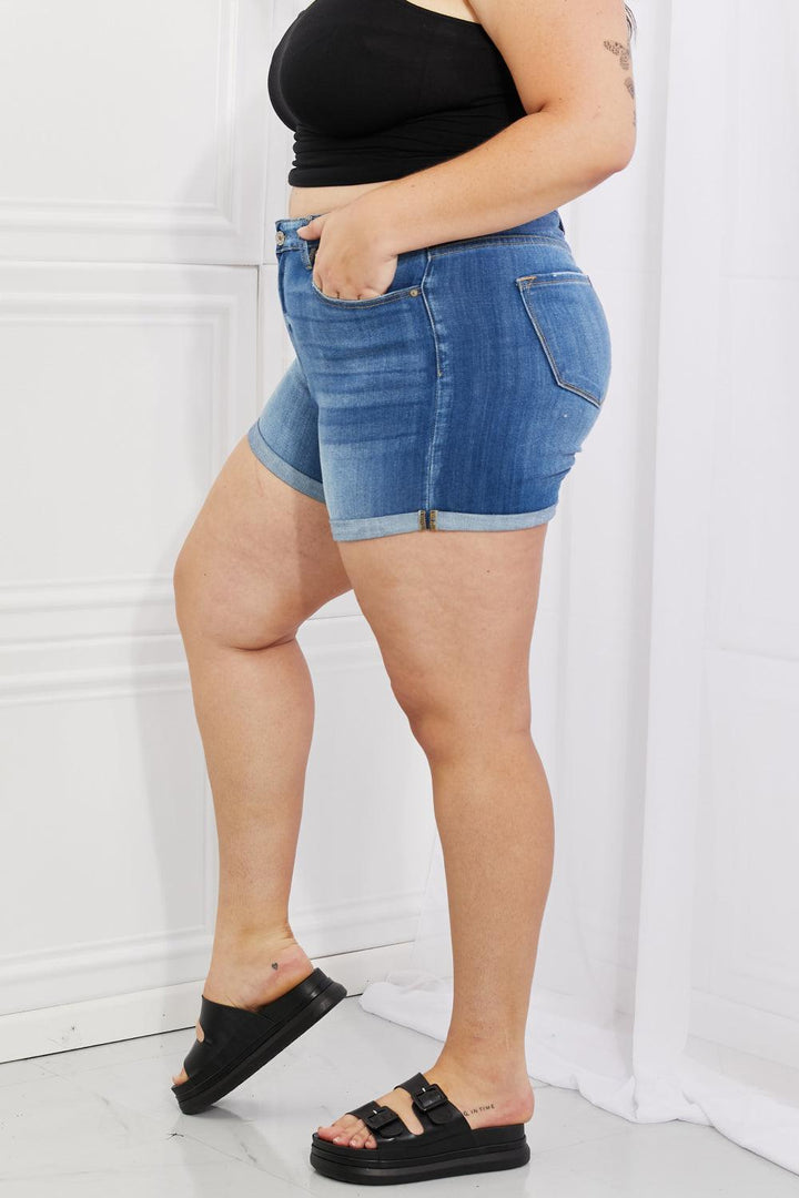 Frisky Plus Size High Waisted Denim Shorts - MXSTUDIO.COM
