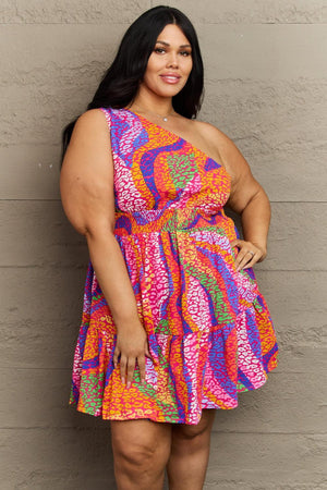 Fun And Flirty Plus Size One Shoulder Dress - MXSTUDIO.COM