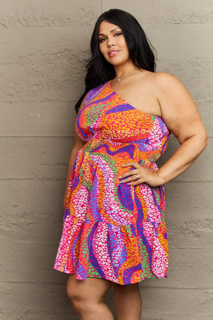 Fun And Flirty Plus Size One Shoulder Dress - MXSTUDIO.COM