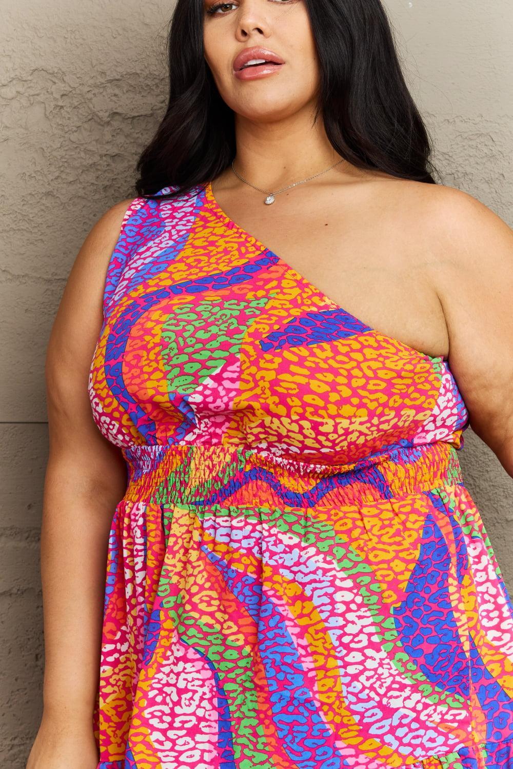 Fun And Flirty Plus Size One Shoulder Dress - MXSTUDIO.COM