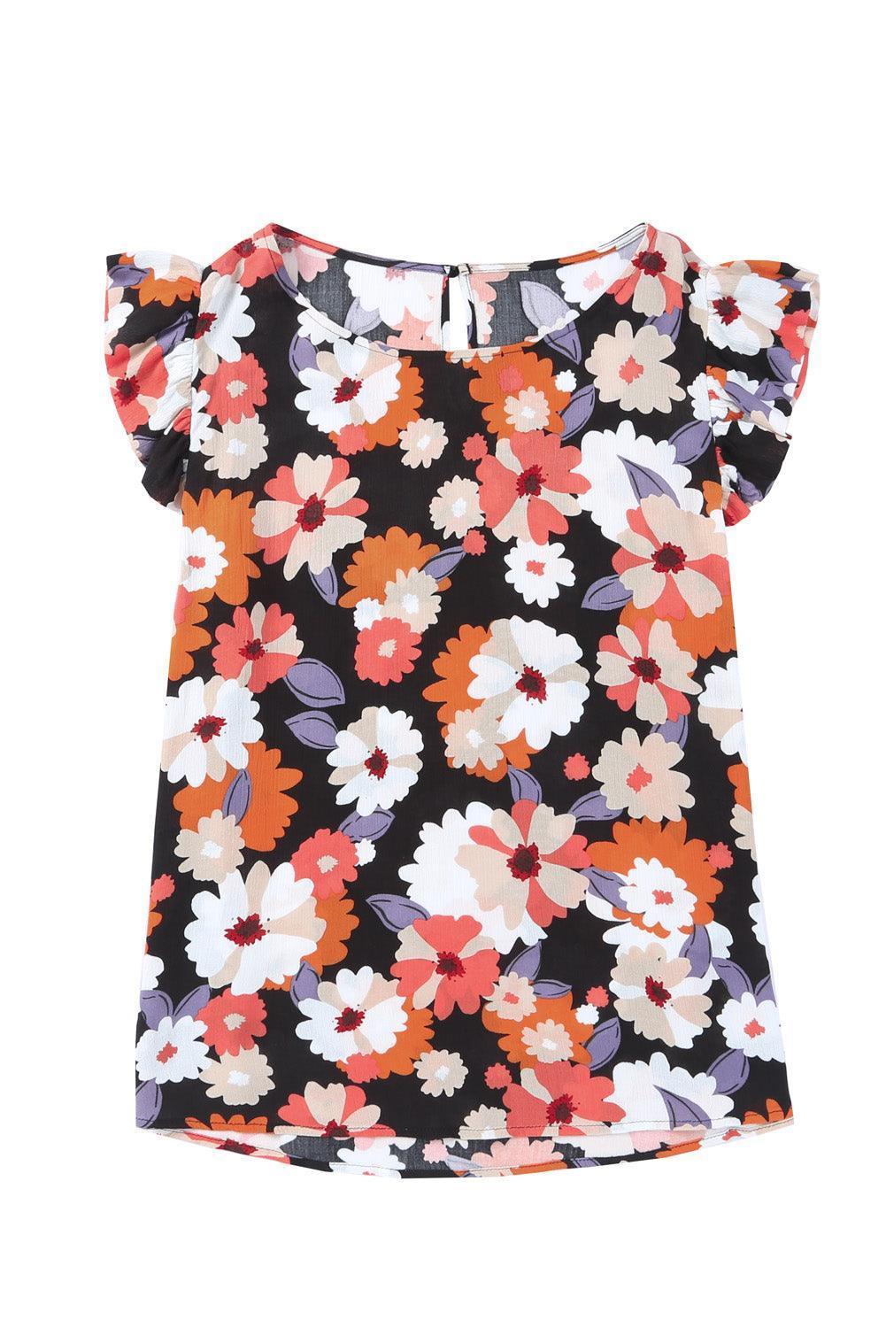 Garden Fresh Plus Size Flutter Sleeve Top - MXSTUDIO.COM