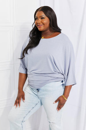 Gaze At Me Misty Blue Plus Size Dolman Sleeve Top - MXSTUDIO.COM