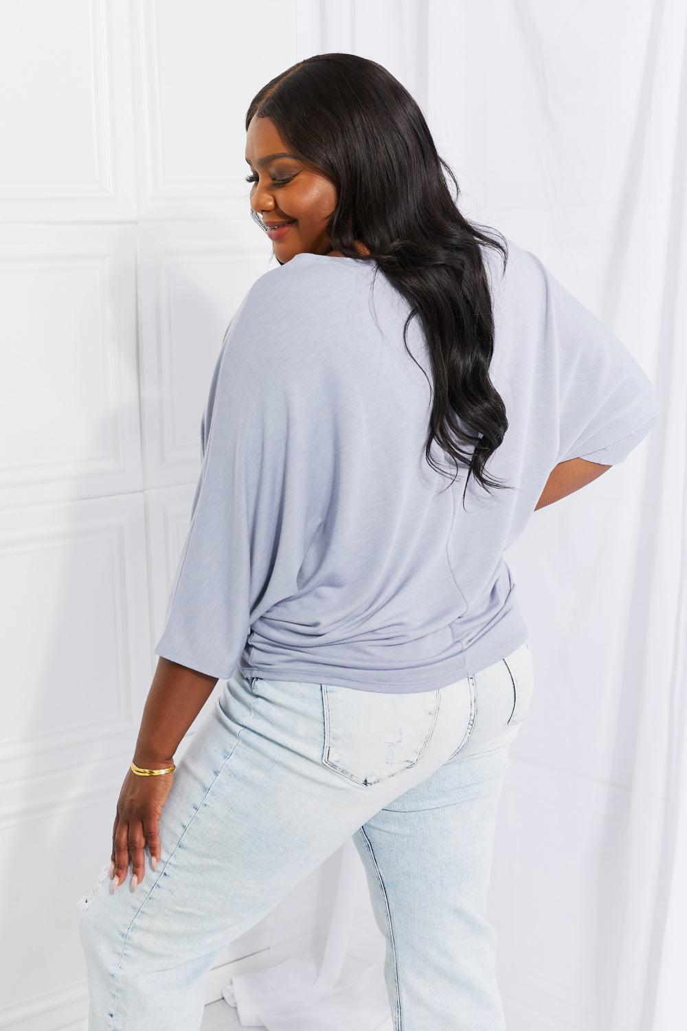 Gaze At Me Misty Blue Plus Size Dolman Sleeve Top - MXSTUDIO.COM