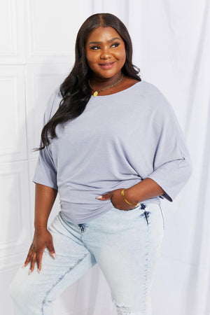 Gaze At Me Misty Blue Plus Size Dolman Sleeve Top - MXSTUDIO.COM