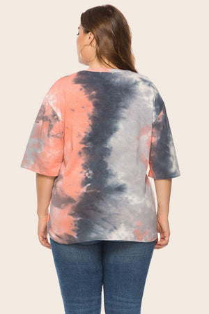 Gentle Calmness Half Sleeve Plus Size Tie Dye T-Shirt - MXSTUDIO.COM