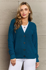 Gentle Touch Button Down Plus Size Teal Cardigan - MXSTUDIO.COM