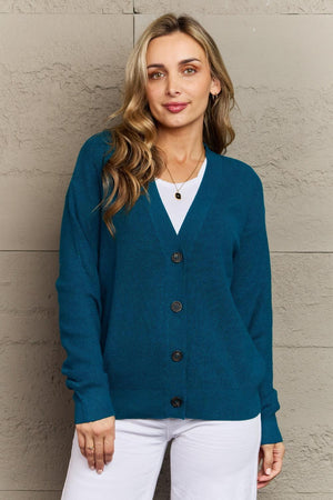 Gentle Touch Button Down Plus Size Teal Cardigan - MXSTUDIO.COM