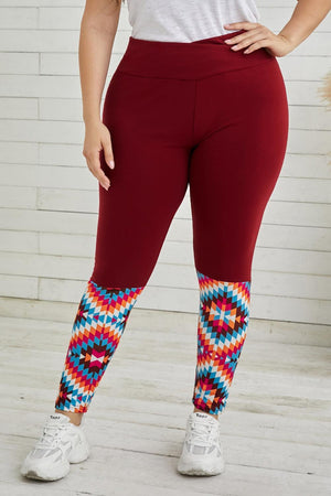 Geometric Print Plus Size High Waist Leggings - MXSTUDIO.COM