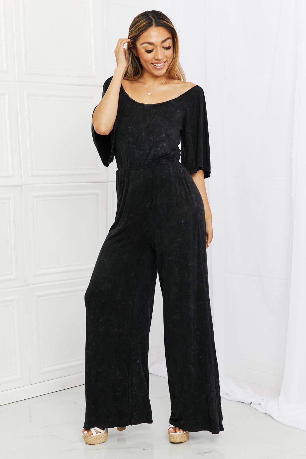 Getaway Perfect Plus Size Black Flutter Sleeves Jumpsuit - MXSTUDIO.COM