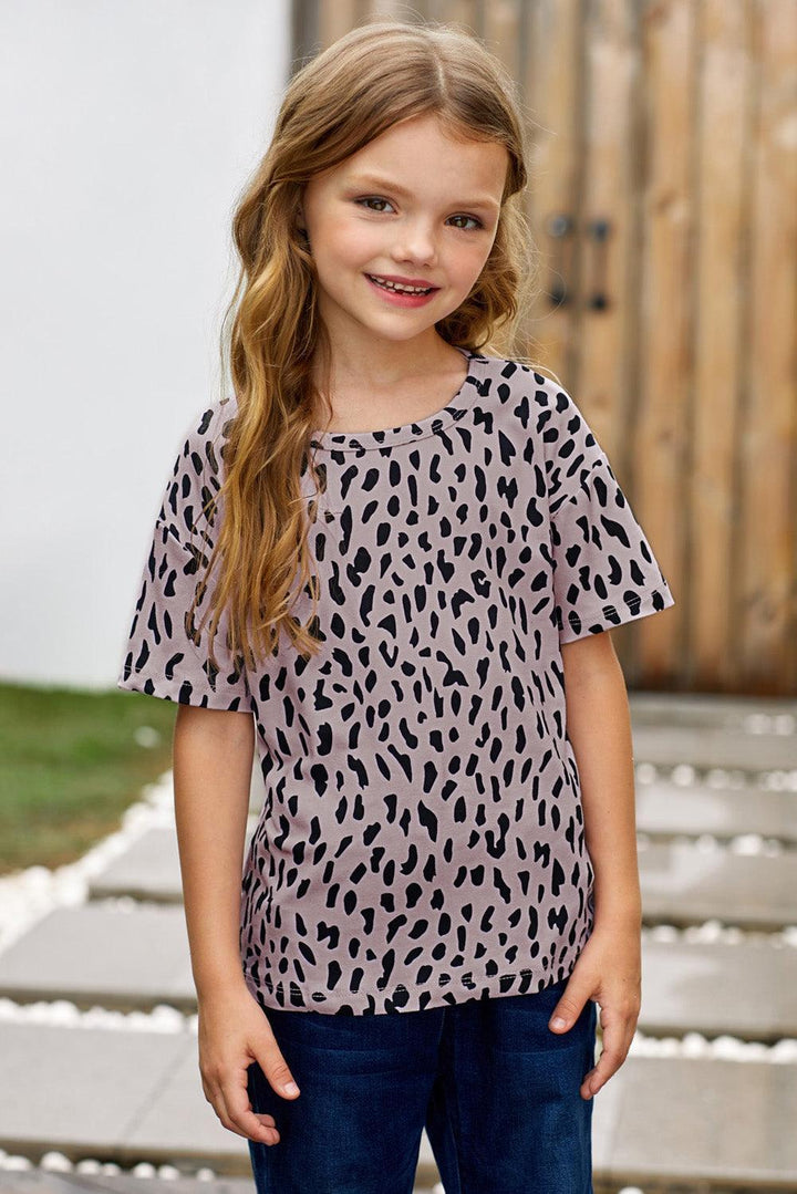 Girls Eye-Catching Leopard Print T-shirt - MXSTUDIO.COM