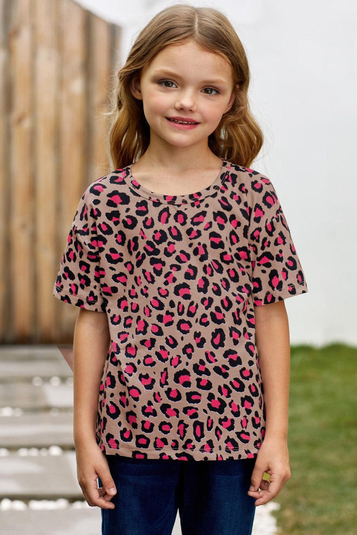 Girls Eye-Catching Leopard Print T-shirt - MXSTUDIO.COM