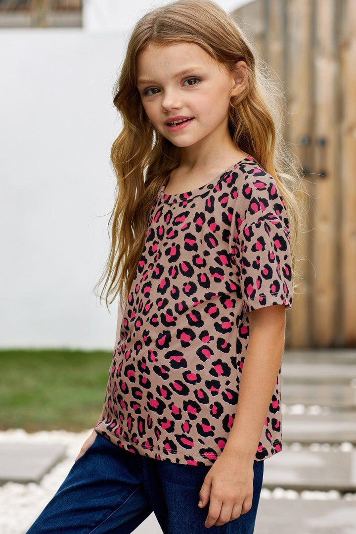 Girls Eye-Catching Leopard Print T-shirt - MXSTUDIO.COM
