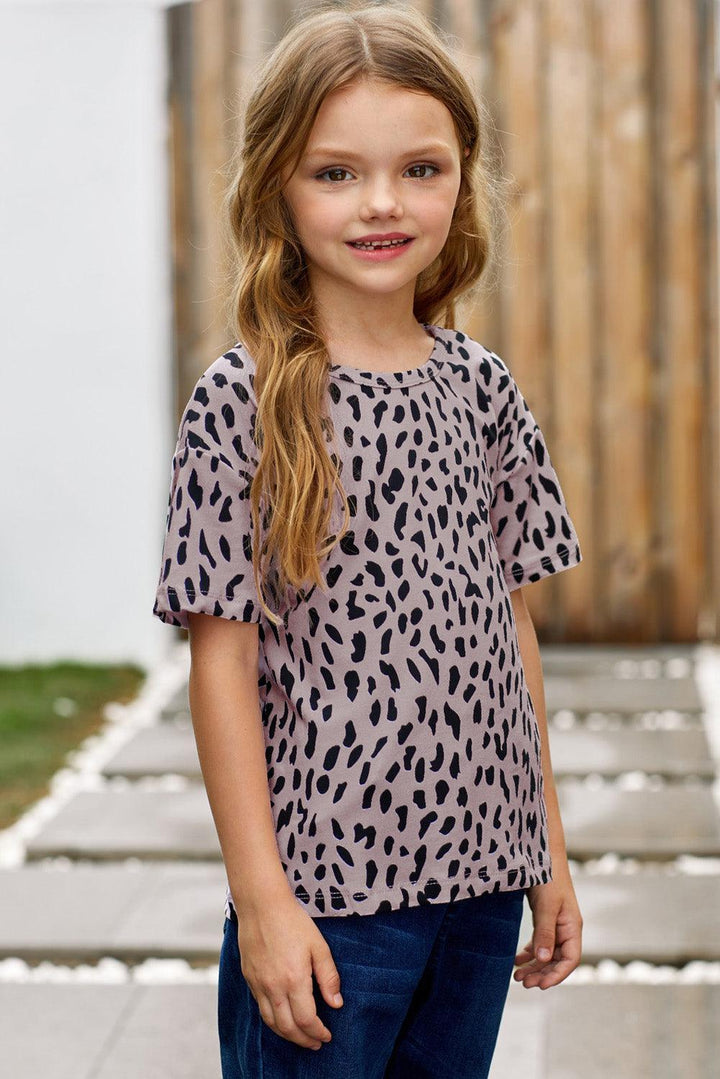 Girls Eye-Catching Leopard Print T-shirt - MXSTUDIO.COM