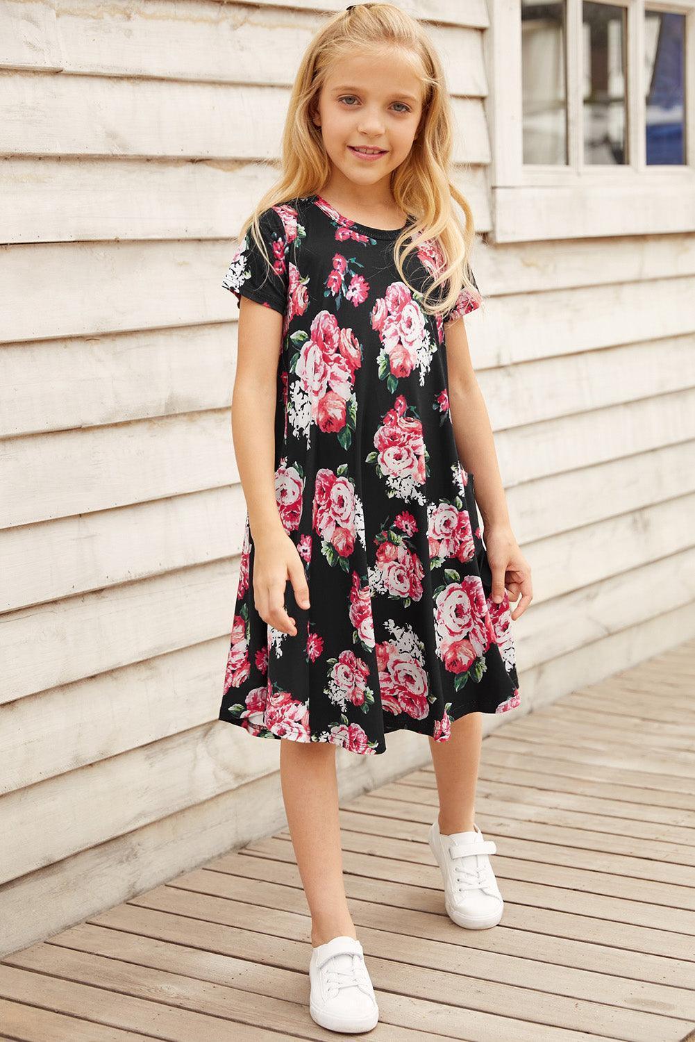 Girls Garden Inspired Floral Dress With Pockets - MXSTUDIO.COM