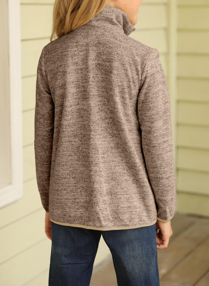 Girls Quarter-Zip Pullover With Kangaroo Pockets - MXSTUDIO.COM