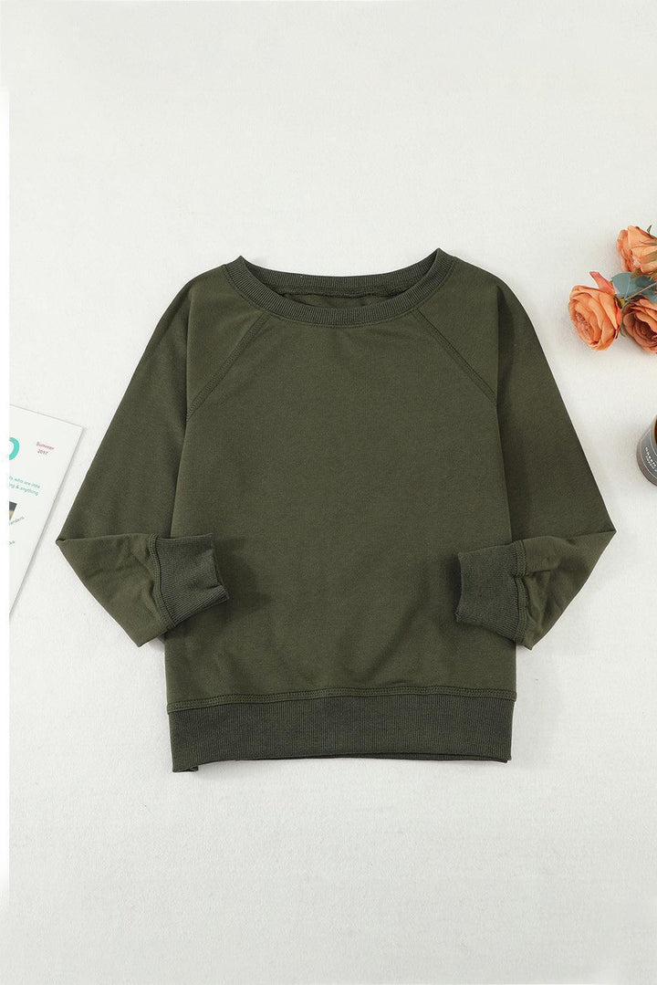 Girls Round Neck Ribbed Trim Sweatshirt - MXSTUDIO.COM