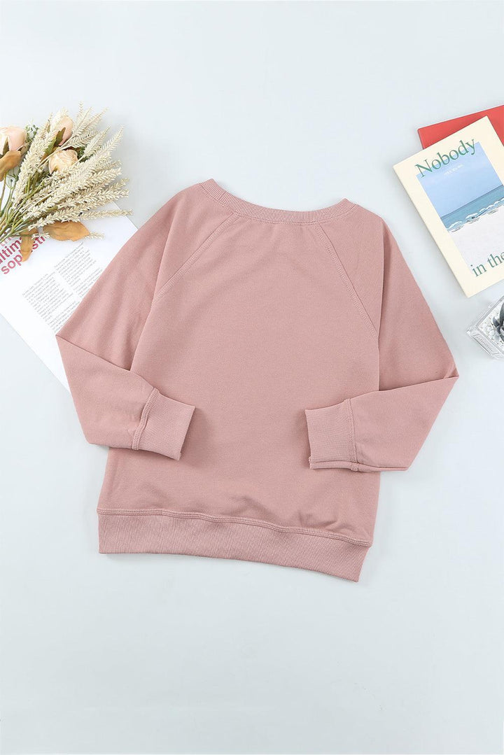 Girls Round Neck Ribbed Trim Sweatshirt - MXSTUDIO.COM