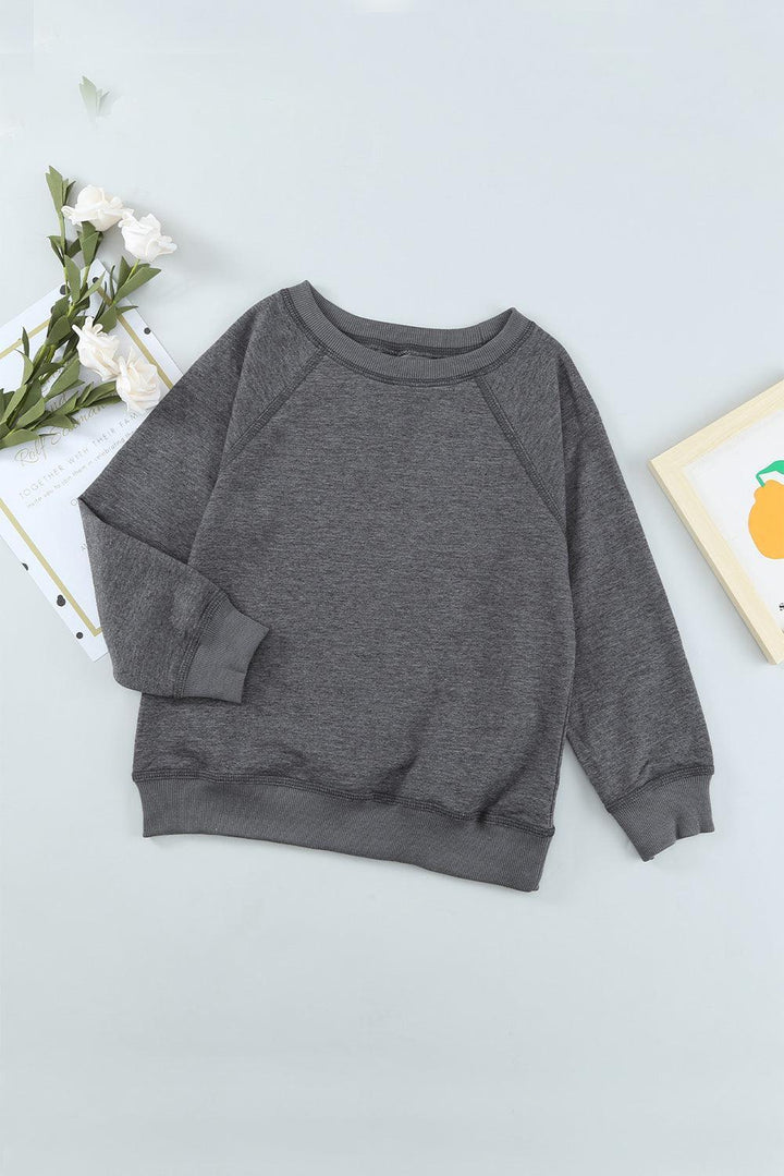 Girls Round Neck Ribbed Trim Sweatshirt - MXSTUDIO.COM