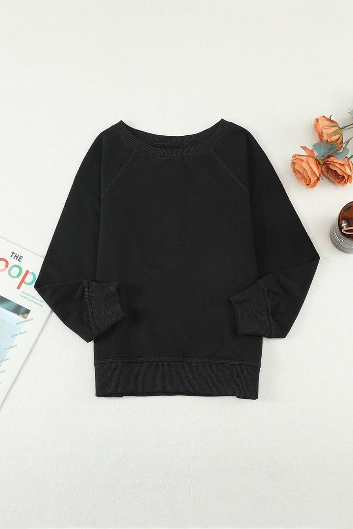 Girls Round Neck Ribbed Trim Sweatshirt - MXSTUDIO.COM