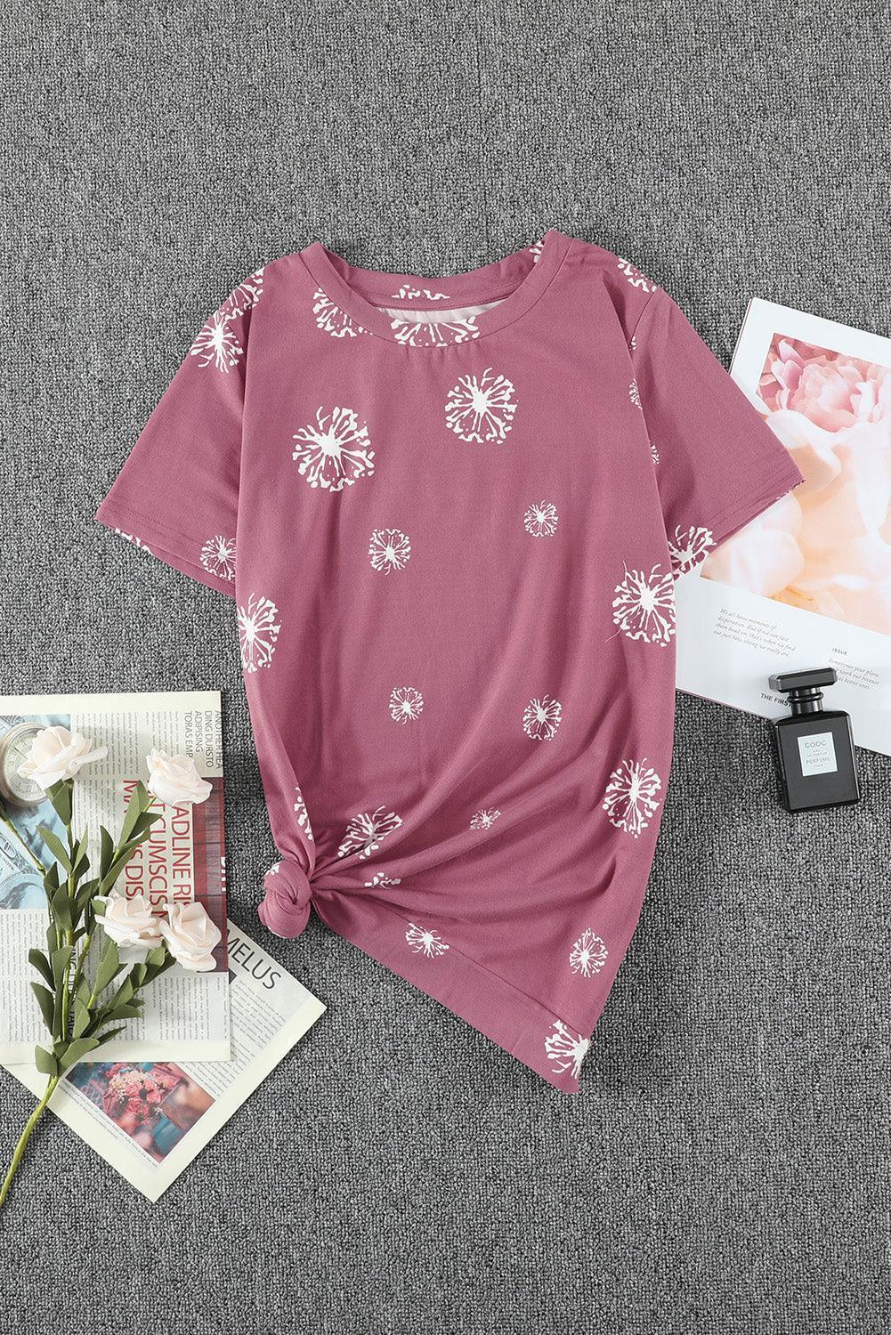 Girls Short Sleeve Dandelion Print Summer Tee - MXSTUDIO.COM