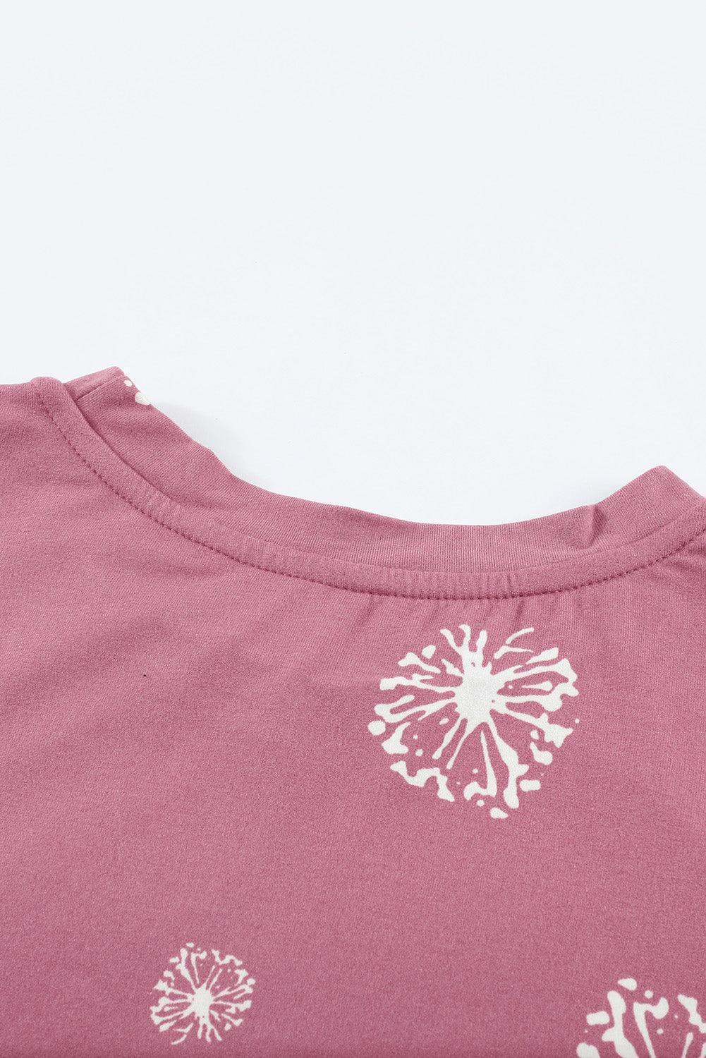 Girls Short Sleeve Dandelion Print Summer Tee - MXSTUDIO.COM