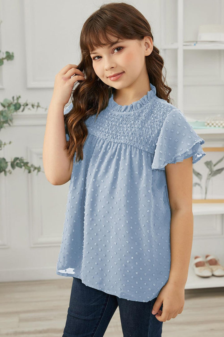 Girls Stylishly Chic Swiss Dot Blouse - MXSTUDIO.COM