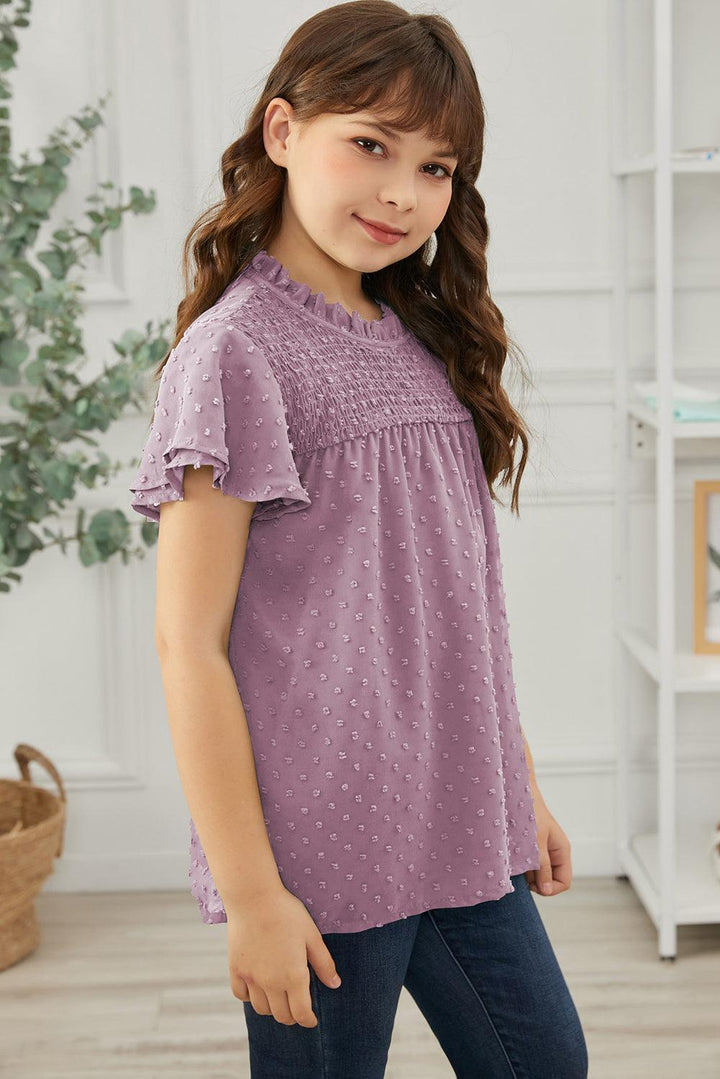Girls Stylishly Chic Swiss Dot Blouse - MXSTUDIO.COM