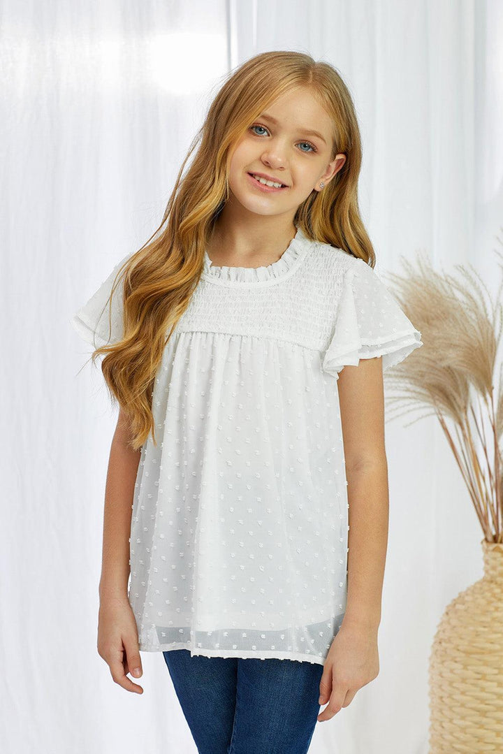 Girls Stylishly Chic Swiss Dot Blouse - MXSTUDIO.COM