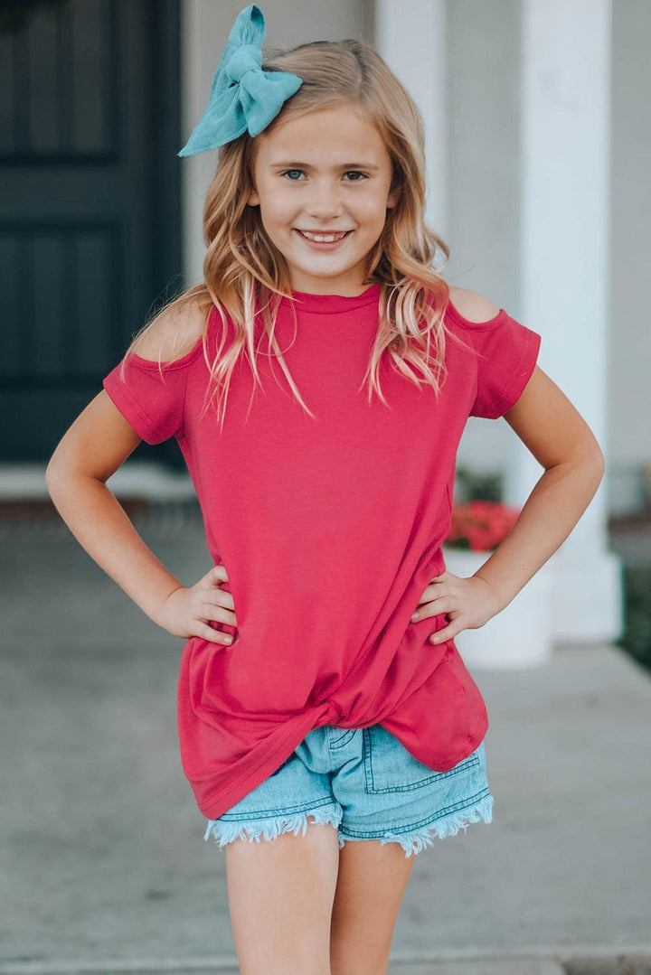 Girls Twist And Chill Cold-Shoulder Tee - MXSTUDIO.COM