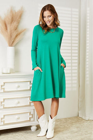 Graceful Movement Teal Plus Size Flare Dress - MXSTUDIO.COM