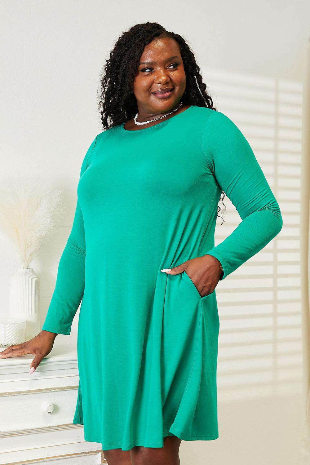 Graceful Movement Teal Plus Size Flare Dress - MXSTUDIO.COM