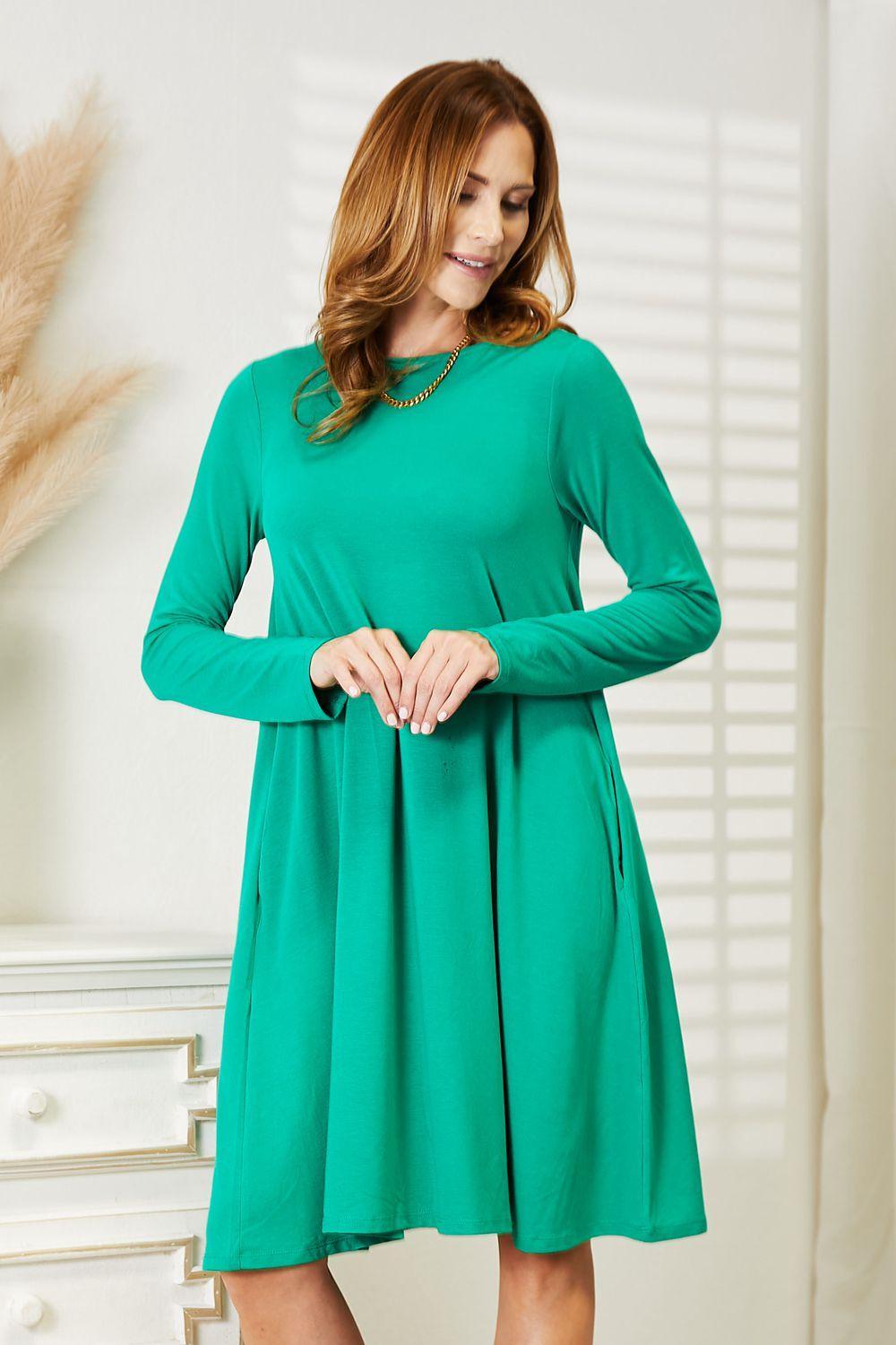 Graceful Movement Teal Plus Size Flare Dress - MXSTUDIO.COM