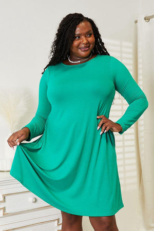 Graceful Movement Teal Plus Size Flare Dress - MXSTUDIO.COM