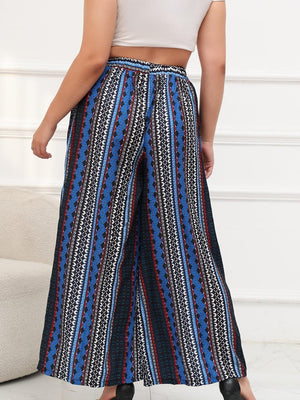 Graceful Printed Womens Plus Size Wide Leg Pants - MXSTUDIO.COM