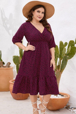 Great Embrace Plus Size Printed Ruffle Hem Midi Dress - MXSTUDIO.COM