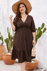 Great Embrace Plus Size Printed Ruffle Hem Midi Dress - MXSTUDIO.COM